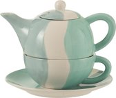 J-Line Tea For One Golf Porselein Wit/Blauw