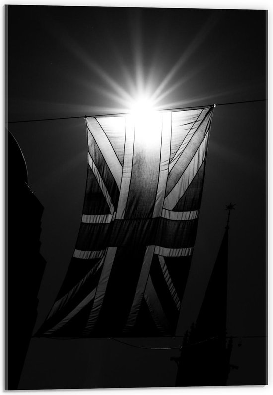 Acrylglas - Engelse Vlag in de Zon - 40x60cm Foto op Acrylglas (Wanddecoratie op Acrylglas)