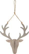 J-Line Hanger Rendier Hout Naturel Glitter Zilver