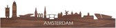 Skyline Amsterdam Notenhout - 80 cm - Woondecoratie design - Wanddecoratie met LED verlichting