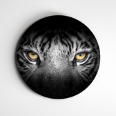 Muurcirkel tiger eyes oranje | zwart/wit | wanddecoratie tijger - 90x90cm, Forex