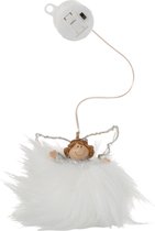J-line Engel Led Imitatiebont/Poly Wit/Zilver Small