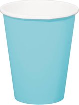 24x gobelets en papier bleu clair 350 ml - thème Uni couleur pour l' anniversaire ou partie