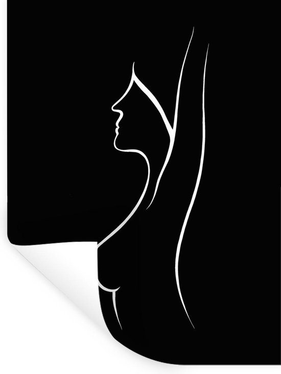 Sticker Muursticker art érotique ligne - art Line illustration de la femme  sur fond