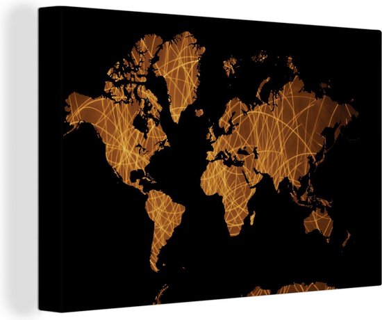 murando Prikbord Wereldkaart 90x60 cm Kurk Boord & Canvas Afdruk op Niet geweven Materiaal Memobord Prikbord Afbeelding Foto Schilderen Home Decor Muurkaart kaart continenten k A 0104 p b