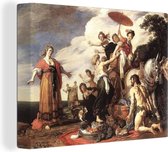 Canvas Schilderij Odysseus en Nausicaa - Schilderij van Pieter Lastman - 40x30 cm - Wanddecoratie