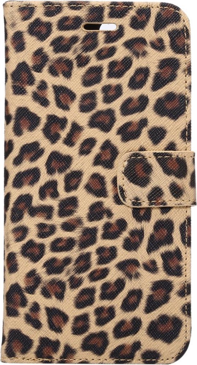 Mobigear Telefoonhoesje geschikt voor Apple iPhone 8 Plus Hoesje | Mobigear Leopard Bookcase Portemonnee | Pasjeshouder voor 2 Pasjes | Telefoonhoesje voor Pinpas / OV Kaart / Rijbewijs - Bruin