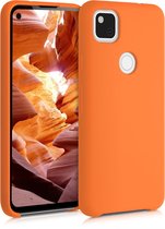 kwmobile telefoonhoesje geschikt voor Google Pixel 4a - Hoesje met siliconen coating - Smartphone case in fruitig oranje