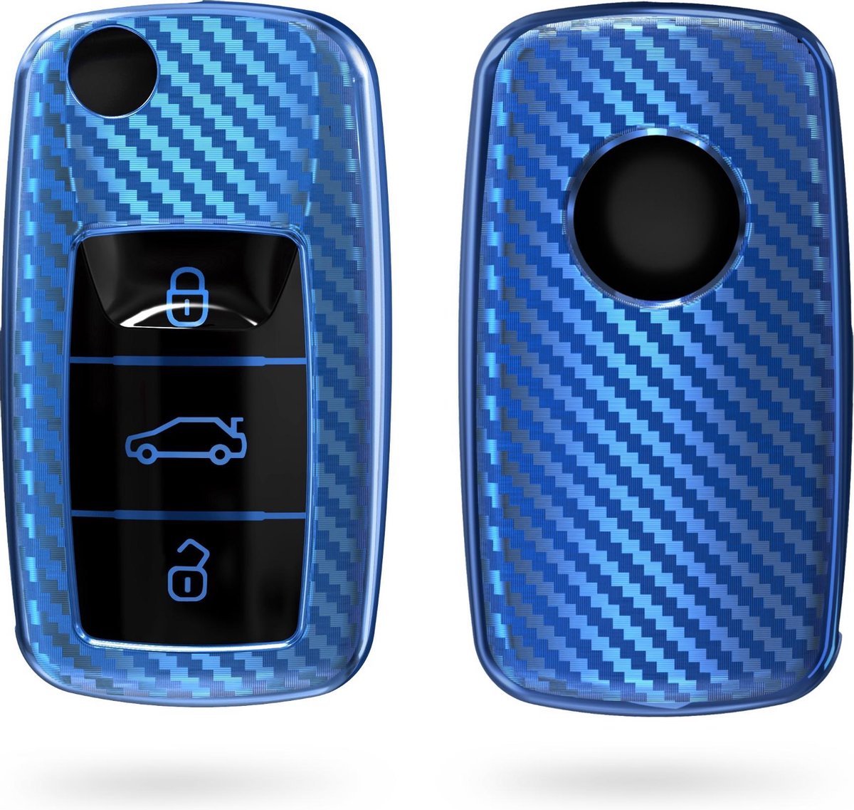 kwmobile Accessoire clé de voiture pour VW Skoda Seat - Coque pour clef de  voiture VW Skoda Seat 3-Bouton en silicone noir-bleu - Ét