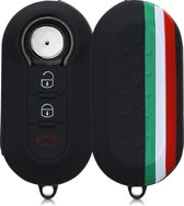 kwmobile autosleutel hoesje geschikt voor Fiat Lancia 3-knops inklapbare autosleutel - Autosleutel behuizing in groen / rood / zwart - Italiaanse Strepen design