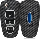 kwmobile autosleutelhoes voor Ford 3-knops inklapbare autosleutel - hardcover beschermhoes - Carbon design - zwart