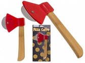 Pizza Snijder Bijl - Pizza Roller bijl -Pizza cutter Axe - Pizza mes - Bamboe handgreep - Edelstaal mes - 18cm x 10cm