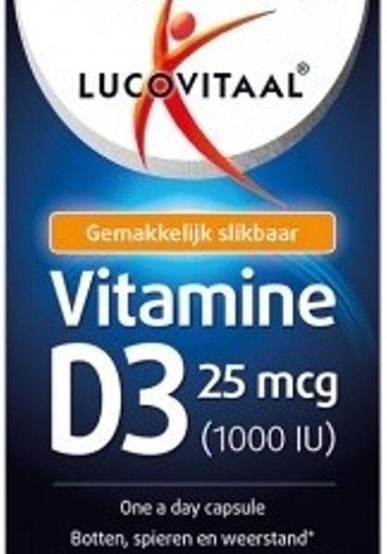 Lucovitaal Vitamine D3 25 mcg (1000 IE) 60 capsules. Makkelijk slikbaar.