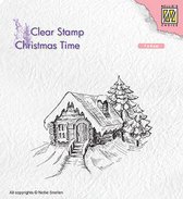 CT030 Stempel Nellie Snellen - Clear Stamps Christmas time - Cosily snowy cottage - kerst huis in sneeuw