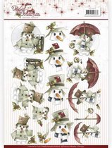 Snowman Joyful Christmas 3D-Knipvel Precious Marieke 10 stuks