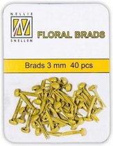 Nellie Snellen Floral Glitter Brads 3mm - 40stuks - Geel