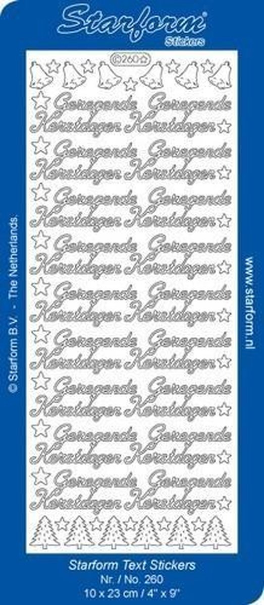 Starform Outline Sticker, Goud, 260 Gezegende kerstdagen