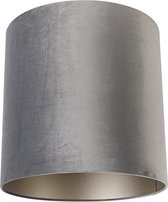 QAZQA taupe-cylindre-velours - Abat-jour - Ø 40 cm - Grijs