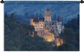 Wandkleed Roemenië - Verlicht kasteel in Roemenië Wandkleed katoen 120x80 cm - Wandtapijt met foto