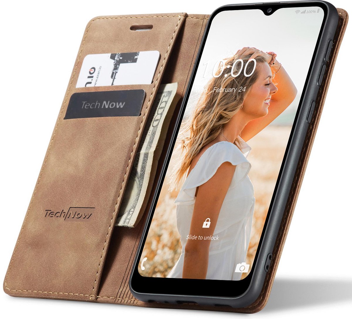 Hoesje geschikt voor Samsung Galaxy A02s - Book Case Leer Slimline Bruin