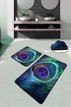 Nerge.be  | PEACOCK  Badmat Set  | Vivid Color | Badmat Set | antislip | Washable in the Machine | Absorbent badmat