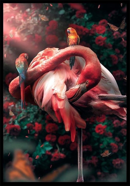 Flamingo A4 botanische jungle dieren poster