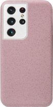 - ADEL Tarwe Stro TPU Back Cover Softcase Hoesje Geschikt voor Samsung Galaxy S21 Ultra - Duurzaam Afbreekbaar Milieuvriendelijk Roze