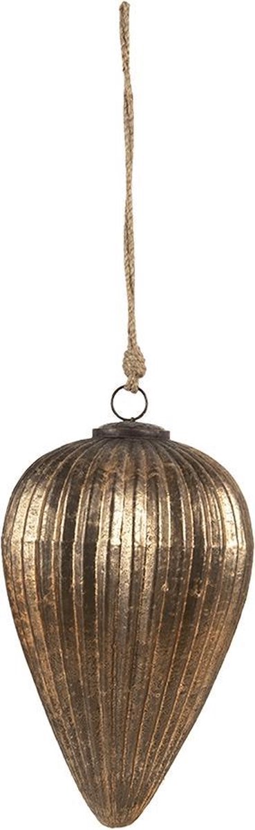 Clayre & Eef Kerstbal XL Ø 15 cm Goudkleurig Glas Kerstboomversiering