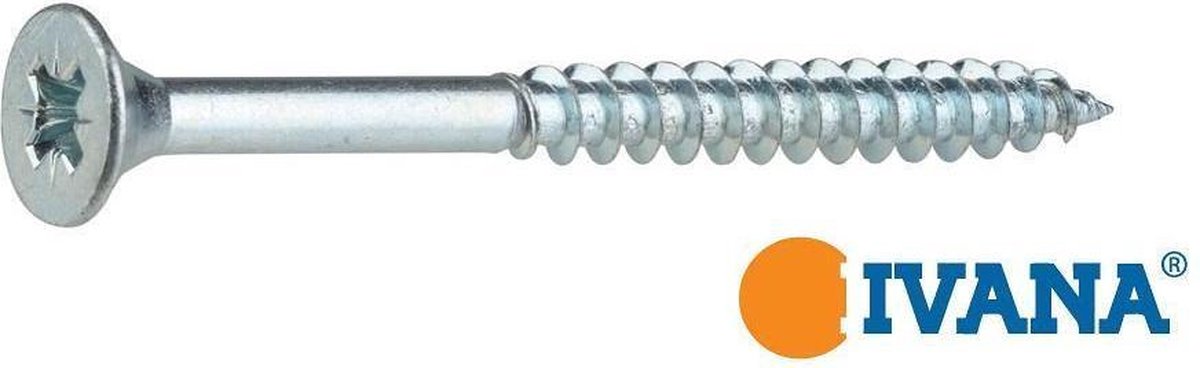 Ivana Spaanplaatschroef - Schroeven - Verzinkt - Platkop - PZ-2 4.5x60/36 - 200 Stuks
