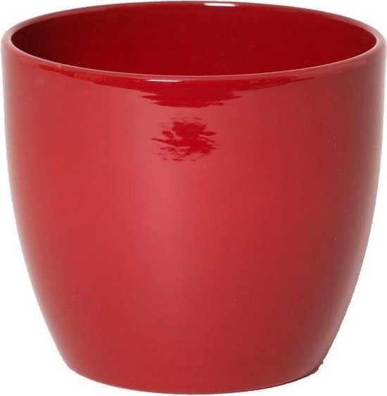 2x pot de fleur en céramique rouge vin brillant pour plante d'intérieur  H12,5 x D13,5... | bol.com