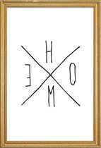 JUNIQE - Poster met houten lijst Home -13x18 /Wit & Zwart