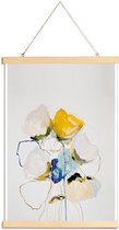JUNIQE - Posterhanger Aquarel met bloemen -30x45 /Geel & Grijs
