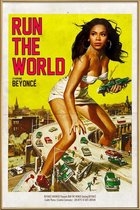 JUNIQE - Poster met kunststof lijst Run the World -30x45 /Geel