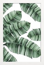 JUNIQE - Poster in houten lijst Palmbladeren -30x45 /Groen & Wit