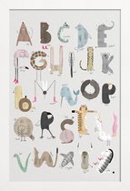JUNIQE - Poster in houten lijst Babykamer dierenalfabet -40x60