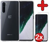 OnePlus Nord Hoesje Transparant Siliconen Case Met 2x Screenprotector - OnePlus Nord Hoes Silicone Cover Met 2x Screenprotector - Transparant
