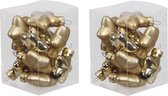 24x Sterretjes kersthangers/kerstballen goud van glas - 4 cm - mat/glans - Kerstboomversiering