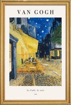 JUNIQE - Poster met houten lijst Van Gogh - Caféterras bij nacht