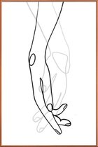 JUNIQE - Poster met kunststof lijst Hands -20x30 /Grijs & Ivoor