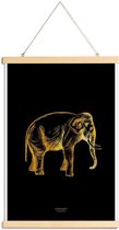 JUNIQE - Posterhanger Elephant gouden -20x30 /Goud & Zwart