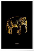 JUNIQE - Poster Elephant gouden -13x18 /Goud & Zwart