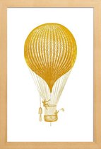 JUNIQE - Poster met houten lijst Air Balloon gouden -13x18 /Goud & Wit