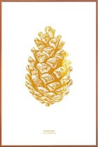JUNIQE - Poster met kunststof lijst Pinecone gouden -13x18 /Goud & Wit