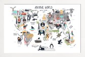JUNIQE - Poster met houten lijst Animal Kingdom -13x18 /Kleurrijk