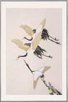 JUNIQE - Poster met kunststof lijst Vliegende kraanvogels -13x18