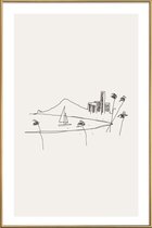 JUNIQE - Poster met kunststof lijst Hawaii -13x18 /Grijs & Ivoor