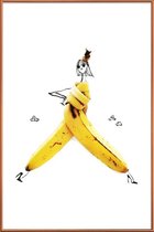 JUNIQE - Poster met kunststof lijst Banaan - modeschets -30x45 /Geel &