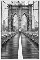 JUNIQE - Poster in kunststof lijst Brooklyn Bridge -30x45 /Wit & Zwart