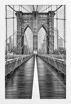 JUNIQE - Poster in houten lijst Brooklyn Bridge -30x45 /Wit & Zwart