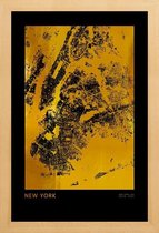JUNIQE - Poster met houten lijst New York gouden -40x60 /Goud & Zwart